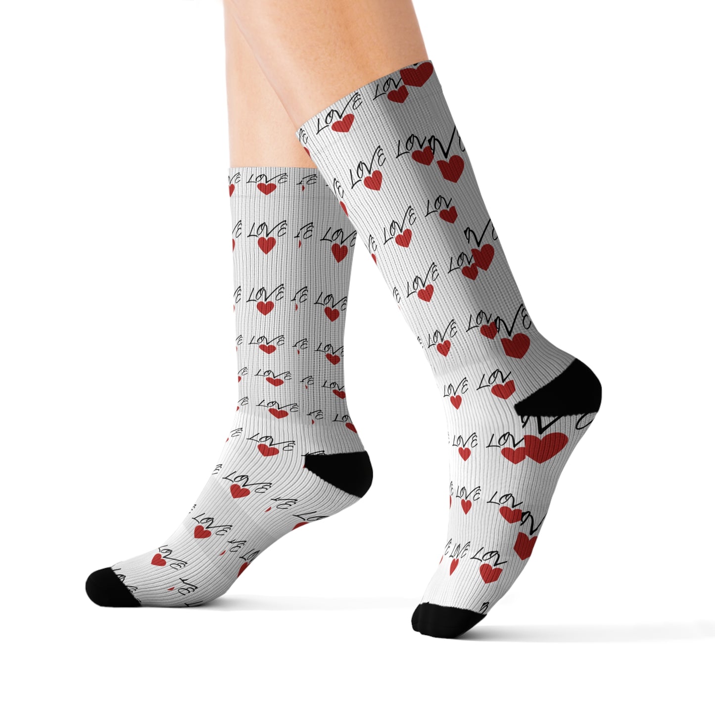 Cute Love Pattern Sublimation Socks for Valentine’s Day