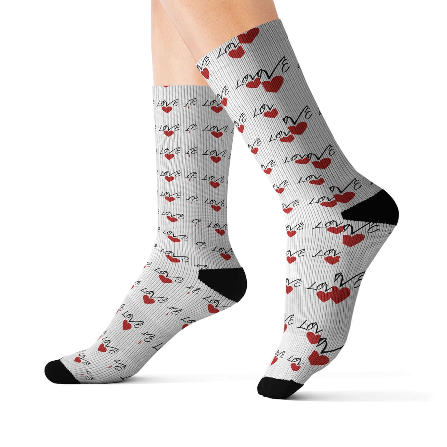 Cute Love Pattern Sublimation Socks for Valentine’s Day