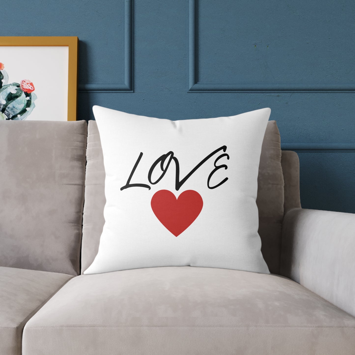 1. Love Square Poly Canvas Pillow - Cozy Home Decor Gift