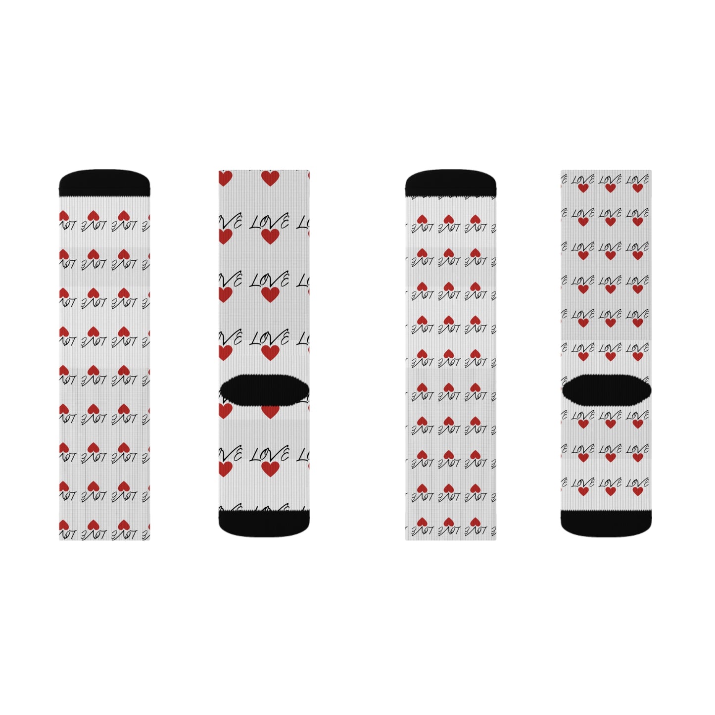Cute Love Pattern Sublimation Socks for Valentine’s Day