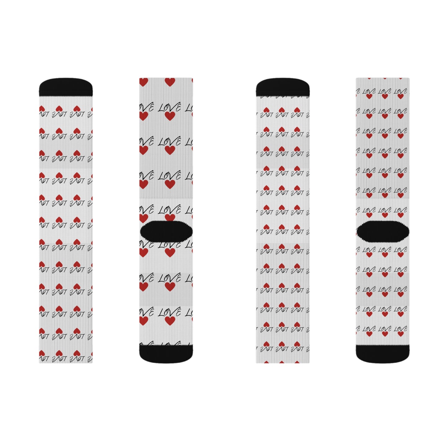 Cute Love Pattern Sublimation Socks for Valentine’s Day