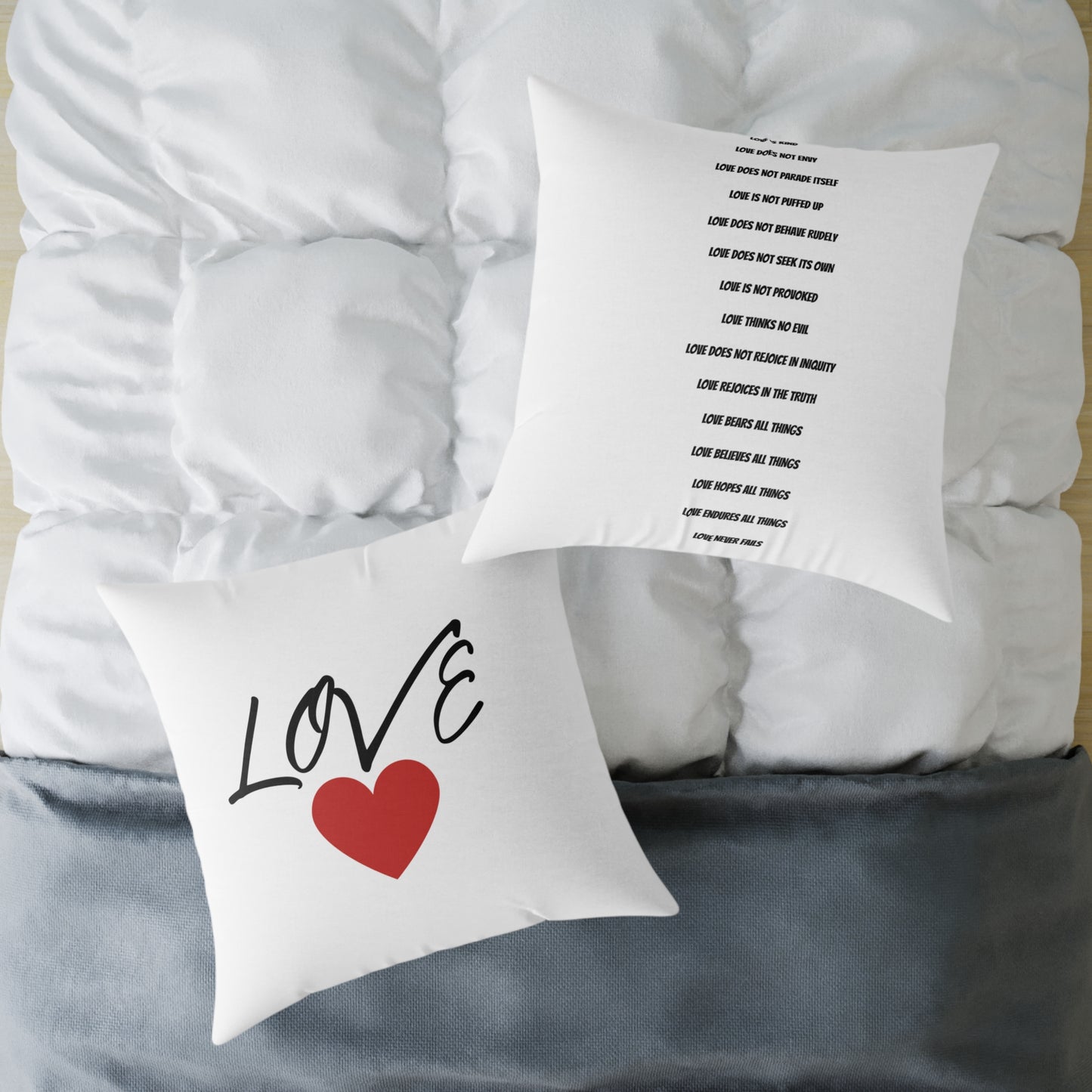 1. Love Square Poly Canvas Pillow - Cozy Home Decor Gift