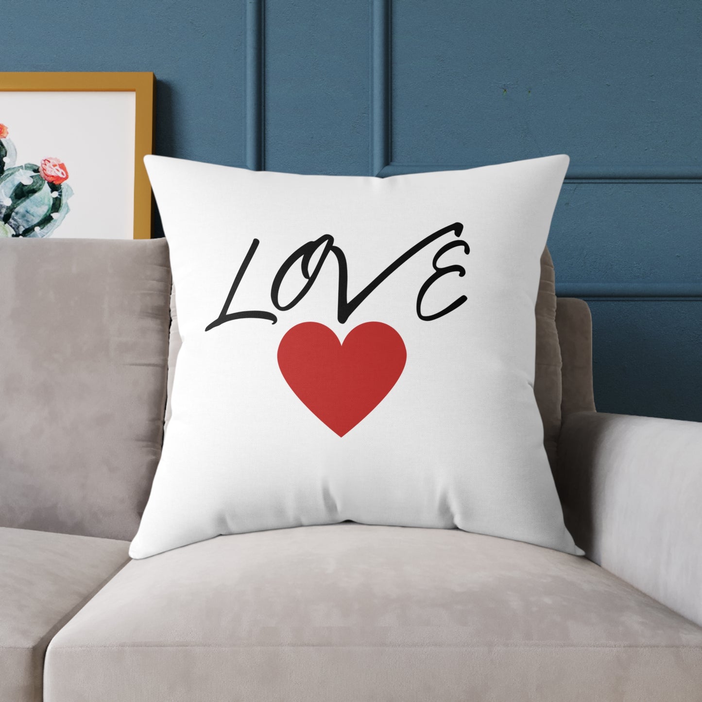 1. Love Square Poly Canvas Pillow - Cozy Home Decor Gift