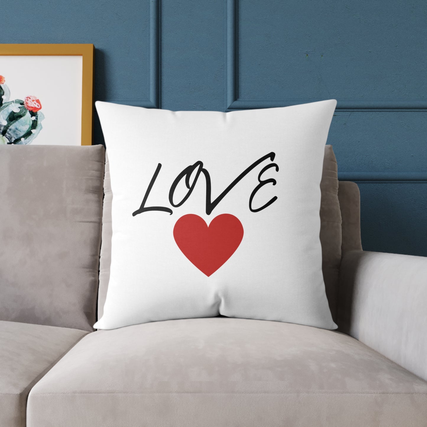 1. Love Square Poly Canvas Pillow - Cozy Home Decor Gift