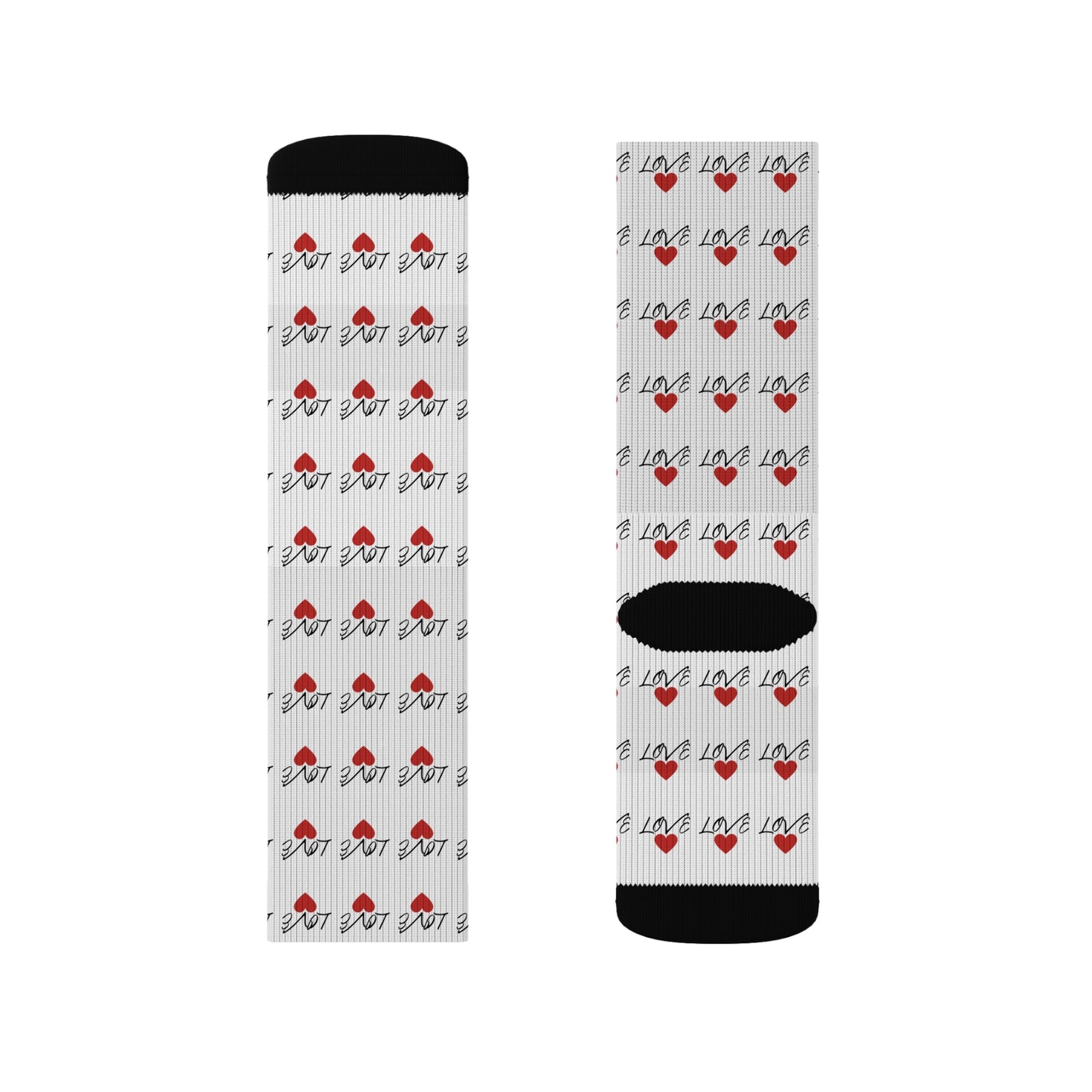 Cute Love Pattern Sublimation Socks for Valentine’s Day