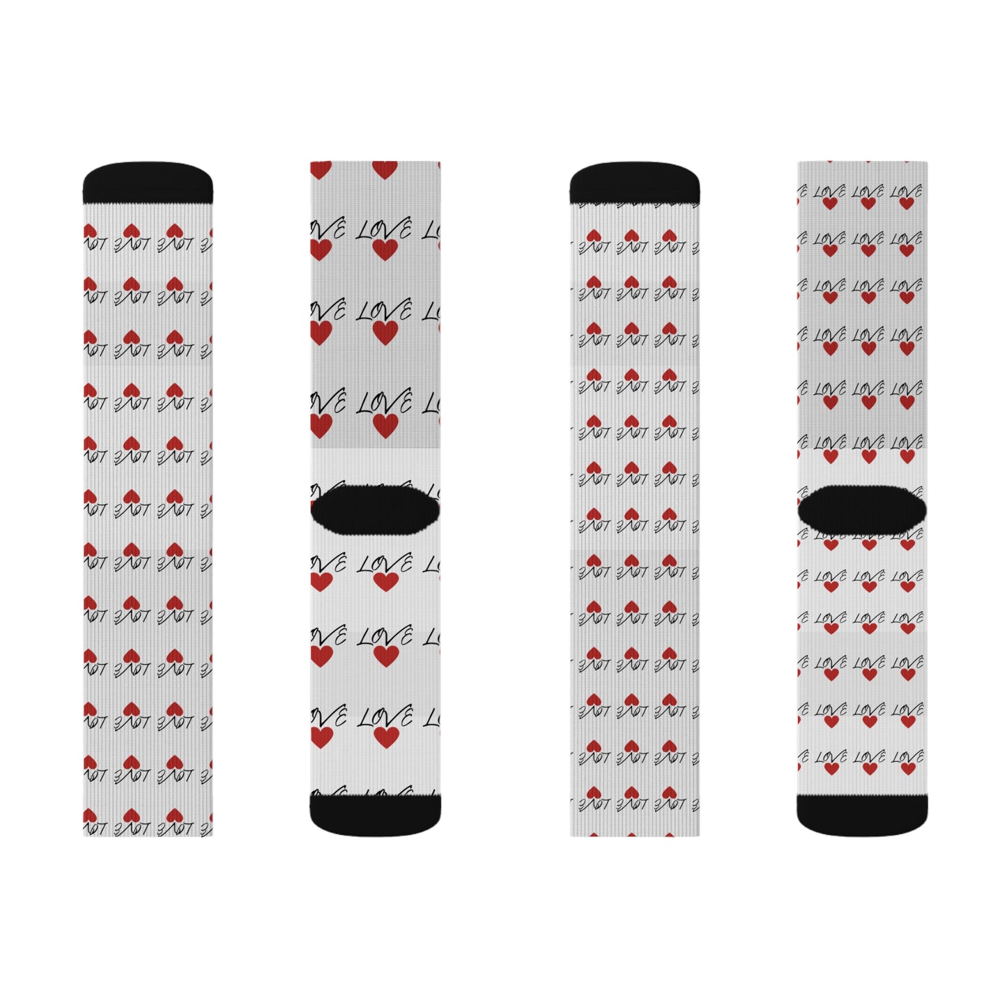 Cute Love Pattern Sublimation Socks for Valentine’s Day